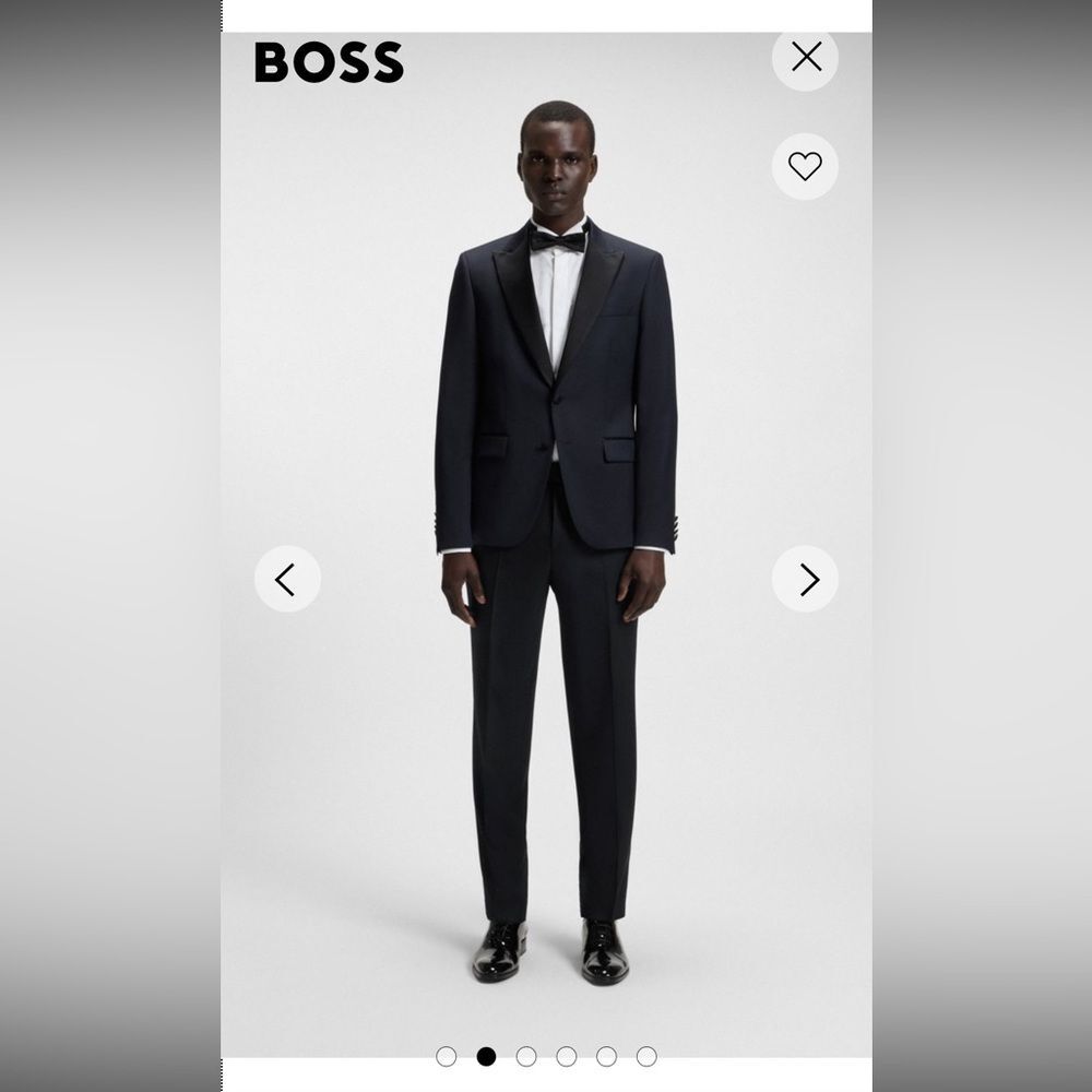 NEW HUGO BOSS SLIM-FIT TUXEDO JACKET AND PANTS IN WOOL SERGE SIZE 38R DARK BLUE
